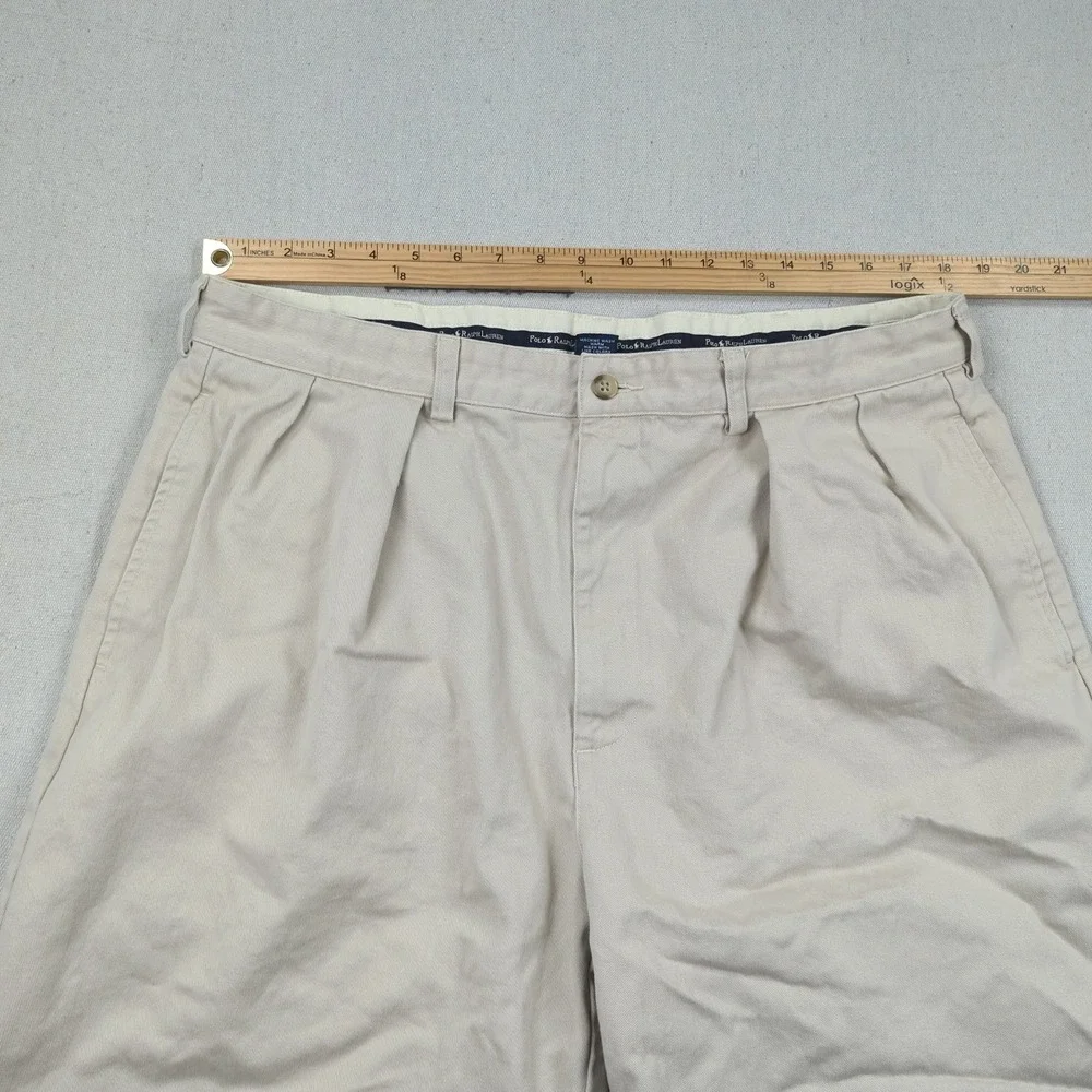 Vintage Polo Ralph Lauren Shorts Mens 38 Khaki‎ Pleated Tyler Preppy Casual
